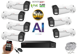 Monitorrs Security AI IP Park 7 kamerový set 5 Mpix (6185K7)